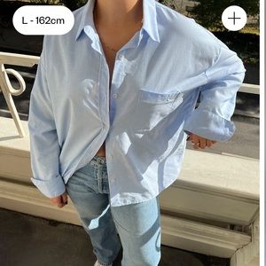 Djerf Avenue Linen Shirt blue
